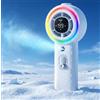 Cozyphthysia Ventilatore Nebulizzatore a Mano Portatile con Luci LED, Mini Ventilatore Nebulizzatore d'acqua, 15000 Giri/M Turbo, 4000mAh USB Ricaricabile, Display Digitale, 199 Velocità per Viaggio Spiaggia