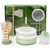 Gebrazy Matcha Kit, Matcha Set 5 pezzi con Matcha Ciotola con beccuccio, Bamboo Matcha Whisk, Bamboo Scoop, Supporto per Frusta in Ceramica, Colino, Matcha Cerimoniale Kit per preparare tè leggero, tè forte
