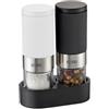 Gefu Macinasale e pepe TUSOME bianco e nero - 2 mini macinaspezie con sottobicchiere