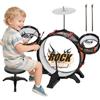 AIYAPLAY Set Batteria Giocattolo per Bambini con Sgabello da 3-6 Anni Nero | Gioco Musicale per Bambini, Tamburi, Grancassa, Piatti e Bacchette