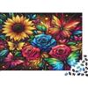 N5D9Z6E2 Rosa Colorata Girasole Farfalla Puzzle 1000 Pezzi Puzzle per Adulti Carta Motivazione Floreale Relax Decorazione Casa Regalo Famiglia 38x26cm/1000pcs