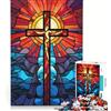 JIANGENNF Puzzle da 1000 pezzi con croce cristiana e Gesù, gioco rompicapo, decorazione per la casa, con pezzi di forma casuale completamente ad incastro 38x52cm
