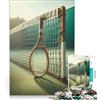 JIANGENNF Puzzle da 1000 pezzi per adulti con racchetta da tennis sul campo gioco rompicapo assemblaggio di figure per rafforzare l'amore tra le coppie 38x52cm
