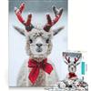 JIANGENNF Puzzle da 1000 pezzi per adulti, natalizio, con alpaca tra le corna di renna, gioco rompicapo, assemblaggio di figure, per rafforzare l'amore tra le coppie 38x52cm