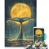 JIANGENNF Puzzle per adulti da 1000 pezzi con coda di balena sotto la luna gioco educativo divertente attività da fare in casa ogni pezzo è unico 38x52cm