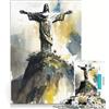 JIANGENNF Puzzle da 1000 pezzi del Cristo Redentore, giocattolo educativo, divertente antistress, per rafforzare l'amore tra le coppie 38x26cm