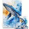 JIANGENNF Puzzle da 1000 pezzi per adulti con balena ad acquerello giocattolo decorativo da parete compleanni e Natale 38x26cm