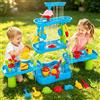 VeftBltrem Tavolo da gioco per bambini per esterni, tavolo da gioco per sabbia e acqua a 4 livelli, con accessori per sabbiera, laghetto a cascata, set da gioco sensoriale, tavolo per sabbia e acqua per giardino