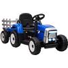 HOMCOM Trattore Elettrico per Bambini Rimorchio Rimovibile 3-6Anni Blu