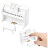 DICOSMETIC 2 mini pianoforte per casa delle bambole, bianco, in miniatura, con sgabello e spartiti, in plastica, piccolo pianoforte, strumento musicale vintage per casa delle bambole, soggiorno, aula