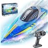 JONRRYIN Barca Telecomandata per Bambini, Impermeabile Barca RC con Luce LED, 2,4 GHz Motoscafo Elettrico per Piscine e Laghi per Bambini Adulti