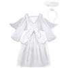 ReliBeauty Angelo Costume Vestito Bambina bianca con Aureola Aangelo Ali Angelo,120
