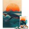 JIANGENNF Puzzle per adolescenti da 1000 pezzi con balena al tramonto gioco per famiglie assemblaggio di modelli per rafforzare l'amore tra le coppie 38x26cm