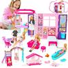 Doll Style Studio Casa delle Bambole Pieghevole 6-in-1 - Oltre 60 Accessori con Mobili, 2 Bambole Piccole, Cuccia per Animali e Gioco all'Aperto - Playset Portatile - Compatibile con Bambole 29 cm (non incluse)