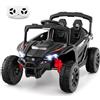 RELAX4LIFE Macchina Elettrica Fuoristrada per Bambini 12V (Nero) | Telecomando 2.4G, 3 Velocità 3-5 km/h, Doppio Motore, Luci LED, Musica, Clacson, Avanti e Indietro