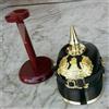 Elmetto tedesco Pickelhaube prussiano in pelle ufficiale militare con support...