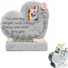 Brizuf Pietra tombale per cani e gatti, a forma di cuore, decorazione per esterni con foto, 2,5 x 3,5 cm (grigio)