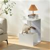 [en.casa] Tavolino con Asta Tiragraffi e Graffiatoio per Gatti con Scomparto Cuccia MDF Sisal Tessuto Sintetico - Bianco