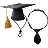 AHEOVSD Cappelli di laurea per animali domestici con cravatta per cani con nappa per cani neri in poliestere per animali domestici fai da te cani gatti accessorio per costume da