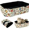 jinminamz Lettiera Gatto Aperta, Lettiera Portatile Gatto Viaggio, Pieghevole Cassetta Gatti, Cartoon Sabbiera per Cats, Impermeabile Lettiera Aperta Gatti per Interno Esterno, Viaggio Campeggio Auto