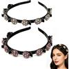 SSyang 2 PCS Cerchietto Capelli Donna, Cerchietto A Forcina Per Capelli Cerchietti Con Mollette, A Forcina Con Mollette, Per Con Doppia Frangia Cerchietti Clip (Viola Scuro + Champagne)