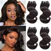 Allnice 8A Grade Brazilian Body Wave Hair 4 Bundles 200g 100% Unprocessed Virgin Brazilian Human Hair Body Weave Hair Extensions Nature Black Color (8 8 8 8inch)