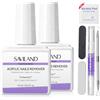 SAVILAND 2 Pcs Delicata Remover Semipermanente Unghie in Acrilico 15ml | Solvente per Smalto, Gel Remover, Senza Ammollo, Senza Avvolgimento, con Olio per Cuticole e Lima per Unghie, Senza Residui