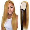 Creuost Perücke con capelli umani da 34 pollici #27 biondo miele 4x1 Swiss Spitze dritto pizzo frontale cuneo di capelli umani cuneo da donna perücken vergini brasiliani non processati Pre pizzicati