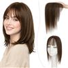 SEGO Pro 30cm Hair Topper Capelli Veri Donna #2 Marrone Scuro Silk Lace Extension Clip con Frangia Leggera Handmade Base 8x11.5cm (35g)