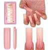 NOVO OVO Long Sharp Square Nail Tips Press on Pure Color Baby Pink Gel & Top Coat & Colla Soft Gel Matte Nail Extension per fai da te, 15 misure, 180 pezzi