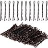GEEHUA 100 mini forcine per capelli ondulate, 3,5 cm, colore marrone, piccole forcine in metallo marrone, accessori per capelli per tutti i tipi di capelli