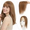 SEGO Pro 25cm Hair Topper Capelli Veri Donna #6 Marrone Chiaro Silk Lace Extension Clip con Frangia Leggera Handmade Base 8x11.5cm (27g)