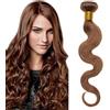 SEGO Extension Matassa Capelli Veri Tessitura Virgin Human Hair Ricci Mossi 100g/pack Hair Extensions da Cucire Umani Brasiliani 40cm #6 Castano