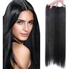 SEGO Extension Capelli Invisibili con Filo Fascia Unica No Clip Lisci 60cm 120g - Nero Intenso