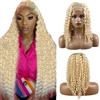 Creuost Perücke #613 Biondo chiaro 4x1 Swiss Spitze Kinky Curly Pizzo Frontale Dei Capelli Umani Wig Donna Perücken Unprocessed Brasiliano Vergine Capelli Pre Spillati con capelli naturali 20 pollici