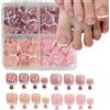 PEVRUAY 96 Pezzi Unghie Finte Piedi Press on Nails Piedi, Unghie Finte Corte in Rosa e Lilla, Kit Completo con 4 Set di Adesivi Jelly e 1 Colla per Unghie, Tip Unghie Piedi per Donne e Ragazze