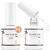 Nicedeco Colla Gel Unghie per Tip UV e Top Coat, Colla per Unghie Finte Extra Forte 6 in 1 Nail Glue Gel No Wipe Top Coat Semipermanente Lampada UV Necessaria 2 x 15ml