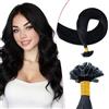 SEGO Extension Capelli Veri Cheratina 40 cm 25 Ciocche Extension Charatina Capelli Umani Remy Lisci Extension Cheratina Capelli Veri 25g #1 Jet Nero