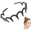 Fravsiu Fascia Per Capelli Chic Con Pettine Forma Di Z E Dente Di Squalo Antiscivolo, Fascia Per Capelli Da Donna, Nero, 1 Unità