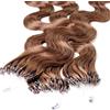 Hair2Heart 25 x 1g Microring Loop Extension Capelli Veri - 50cm - Ondulato, Colore #8 Biondo Scuro