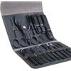 Leipple Tagliaunghie Set Professionale - Grooming Kit Strumenti per Manicure e Pedicure 16pcs con Lussuosa Custodia da Viaggio in Pelle (Nero)