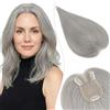 SEGO Pro 30cm Hair Topper Capelli Veri Donna #Grigio Silk Lace Extension Clip con Frangia Laterale Handmade Base 8x11.5cm (35g)