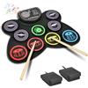 OFFCUP Batteria Elettronica Portatile, 9 Pads Electronic Drum Kit con 2 Bacchette e Pedali, con Altoparlanti Stereo, Colorat Pieghevole Roll Up Tamburo Digitale per Bambini, Adulti e Principianti