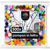 OfficeTree 500x Pon Pon Colorati Piccoli - 10 mm - Multicolore - Pom Pom Per Lavoretti - Mini pon pon - Ponpon decorativi - Pon Pon per Lavoretti