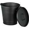 Relaxdays Secchio Raccogli Cenere con Coperchio, Cestello da 19 L per Carbone e Bricchetti, per Camino e Stufa, Nero