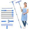 Carehabi Lavavetri Telescopico Professionale 199 cm Tergivetro per Doccia con Manico Estensibile Pulisci Vetri con Panni in Microfibra per Bagno, Doccia, Auto, Vetro, Finestre