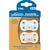 Dr. Brown's Advantage - Ciuccio in silicone, completamente simmetrico, confezione da 2, colore: blu/crema, senza BPA