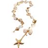 Generic Collana grossa, stile bohémien, con ciondolo a forma di stella marina e conchiglia, braccialetti da donna, con perle finte, set di gioielli Y2K