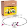 GNOCE Bracciale Peanuts Snoopy Cuore Argento Sterling 925 Regolabile - Gioielli Regalo Ragazze Bambini
