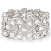 EVER FAITH Bracciale da donna con strass scintillanti cristallo vintage floreale foglia regolabile elastico per festa di nozze chiaro tono argento, Cristallo
